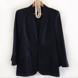 ESCADA Black Wool Silk Ruffle Blazer